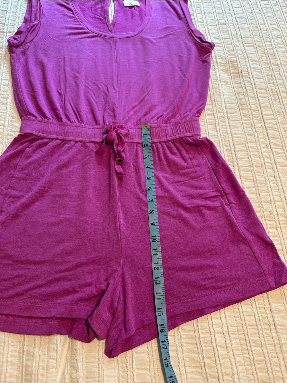 LOFT Lou & Grey Drawstring Fuchsia Romper with Pockets M So Soft & Comfy! - Picture 7 of 11